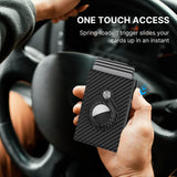 Esandotech "The Original 1.0" AirTag Wallet: Ultimate Leather Smart Wallet with RFID Blocking, Carbon Fiber Design, Slim Profile & Expanded Card Capacity (9-14 Cards) | ID Window | Cash Slot | Apple AirTag Compatible (Black)"