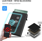 Esandotech "The Original 1.0" AirTag Wallet: Ultimate Leather Smart Wallet with RFID Blocking, Carbon Fiber Design, Slim Profile & Expanded Card Capacity (9-14 Cards) | ID Window | Cash Slot | Apple AirTag Compatible (Black)"