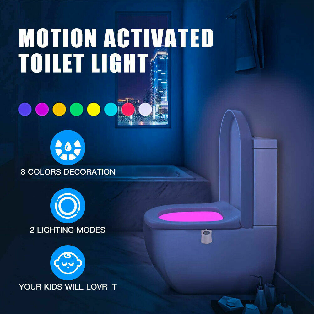 GLOBAL PHOENIX Colorful Toilet Bowl Lights Motion Sensor LED Toilet  Nightlight Bathroom Closestool Lights