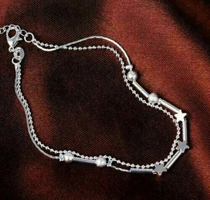 Silver Plated Women's Star Ankle Bracelet